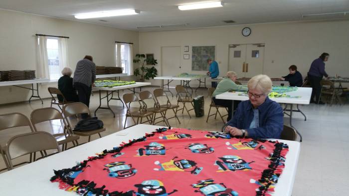 Suzanne Newkirk working on the Blankets of Love mission at the Paoli United Methodist Church.