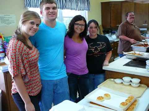 13 of the youth group helped serve at the Good Samaritan BBQ at the Paoli United Methodist Church, August 2012.