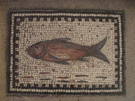 Roman mosaic of a fish, circa 300 CE.