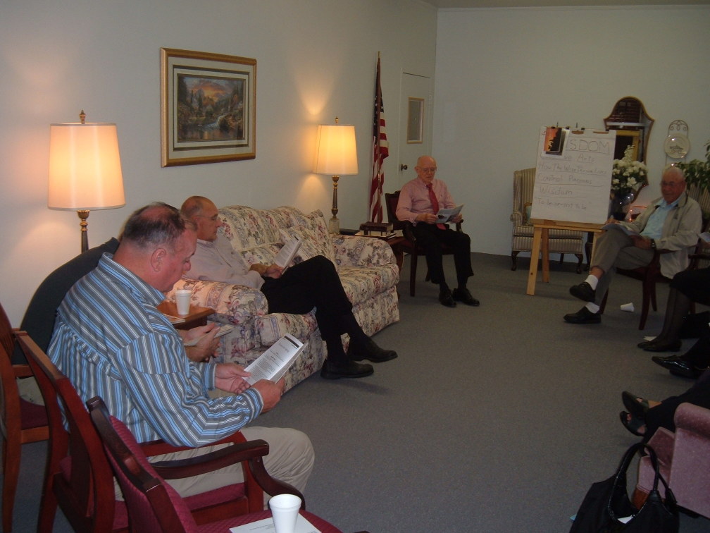 Adult Bible study and Sunday school at the Paoli United Methodist Church.