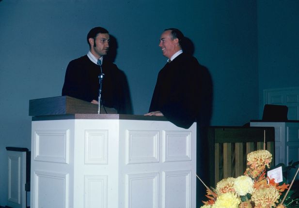 Eldon Brown and Robert Allred at the consecration service on October 15, 1972.