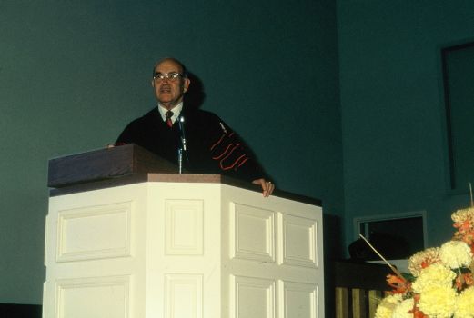 Bishop Ralph T. Alton speaks at the consecration service on October 15, 1972.