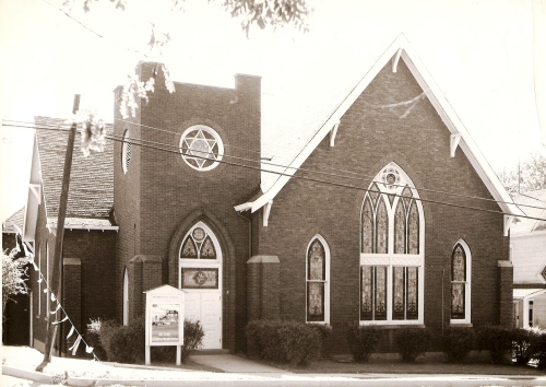 Exterior of Paoli Methodist Church in the early 1960s.