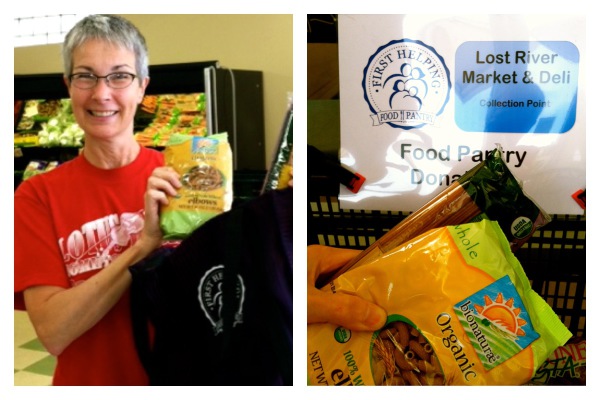 Alice with the bag for Paoli Food Pantry's First Helping program