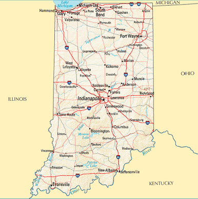Map of Indiana.