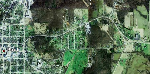 Aerial picture of the Paoli United Methodist Church.