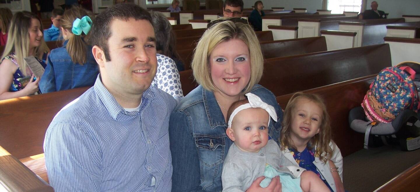 Young family attending a service at the Paoli United Methodist Church