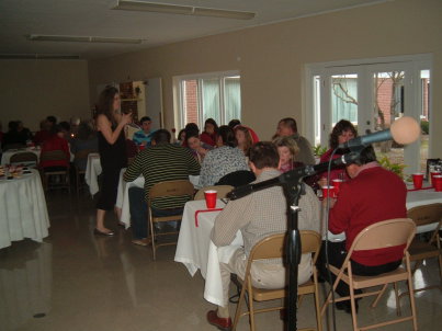 Paoli United Methodist Church members enjoying the Valentine's Day dinner hosted by the 6:01 Youth.