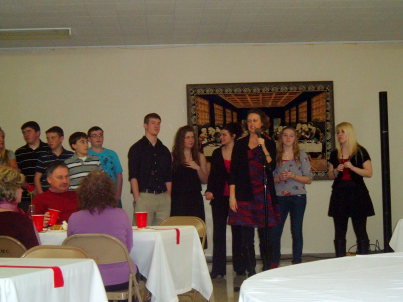 Holly Vincent and the 6:01 Youth at the Valentine's Day dinner.